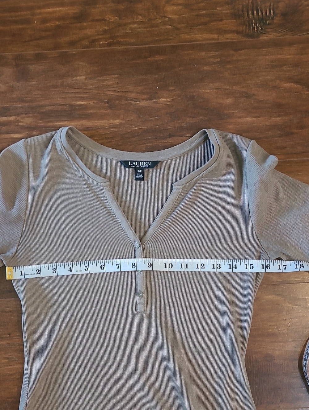 Lauren Ralph Lauren Black Label Taupe Short-Sleeve Midi Knit Dress Brown Small - Picture 8 of 9